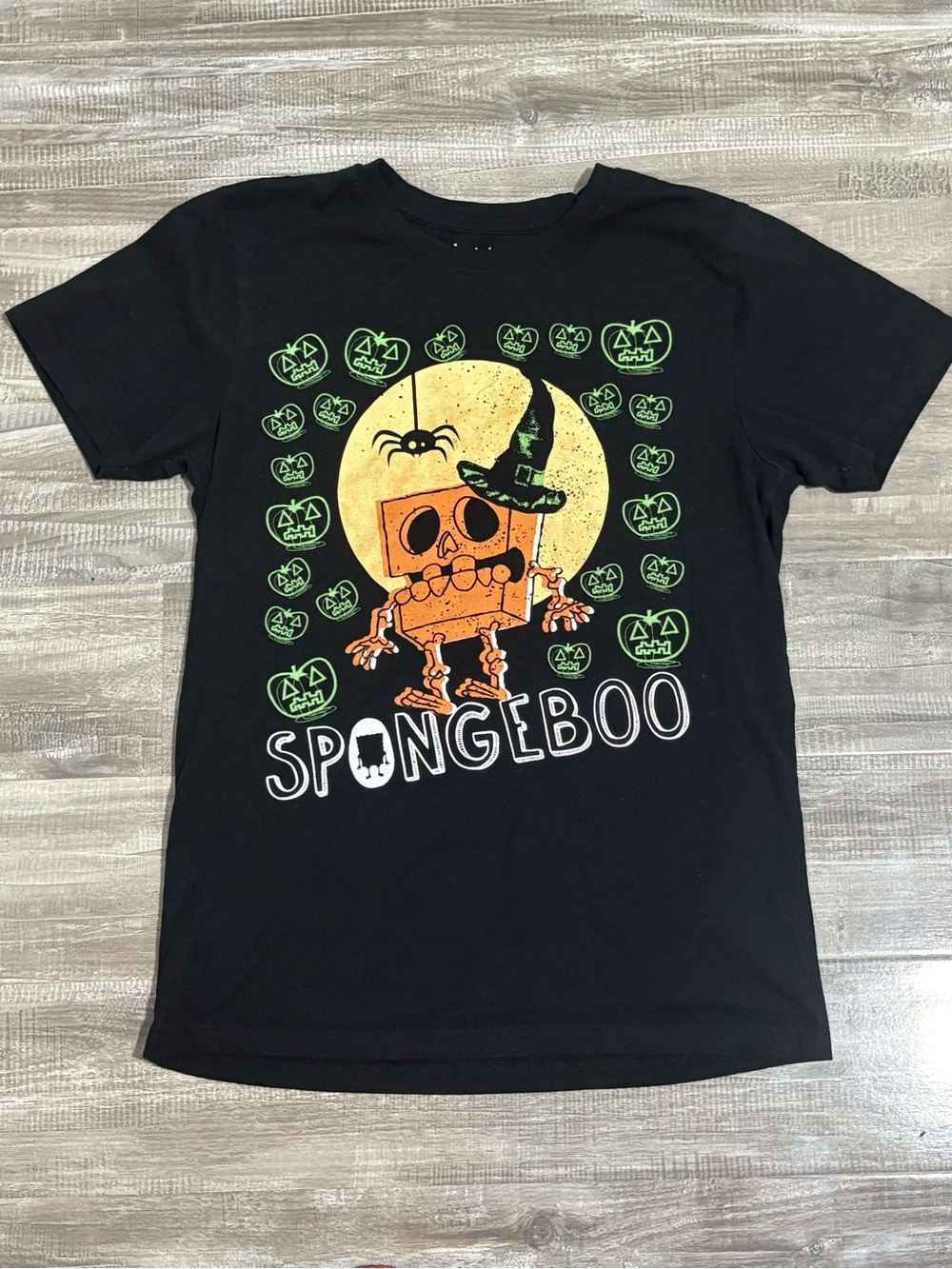 NEW SpongeBob SquarePants SpongeBoo Halloween Skeleton Graphic T-Shirt Black